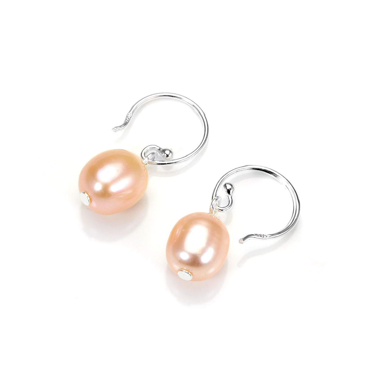 Boucles d'oreilles pendantes en argent sterling avec perles d'eau douce de 8 mm
