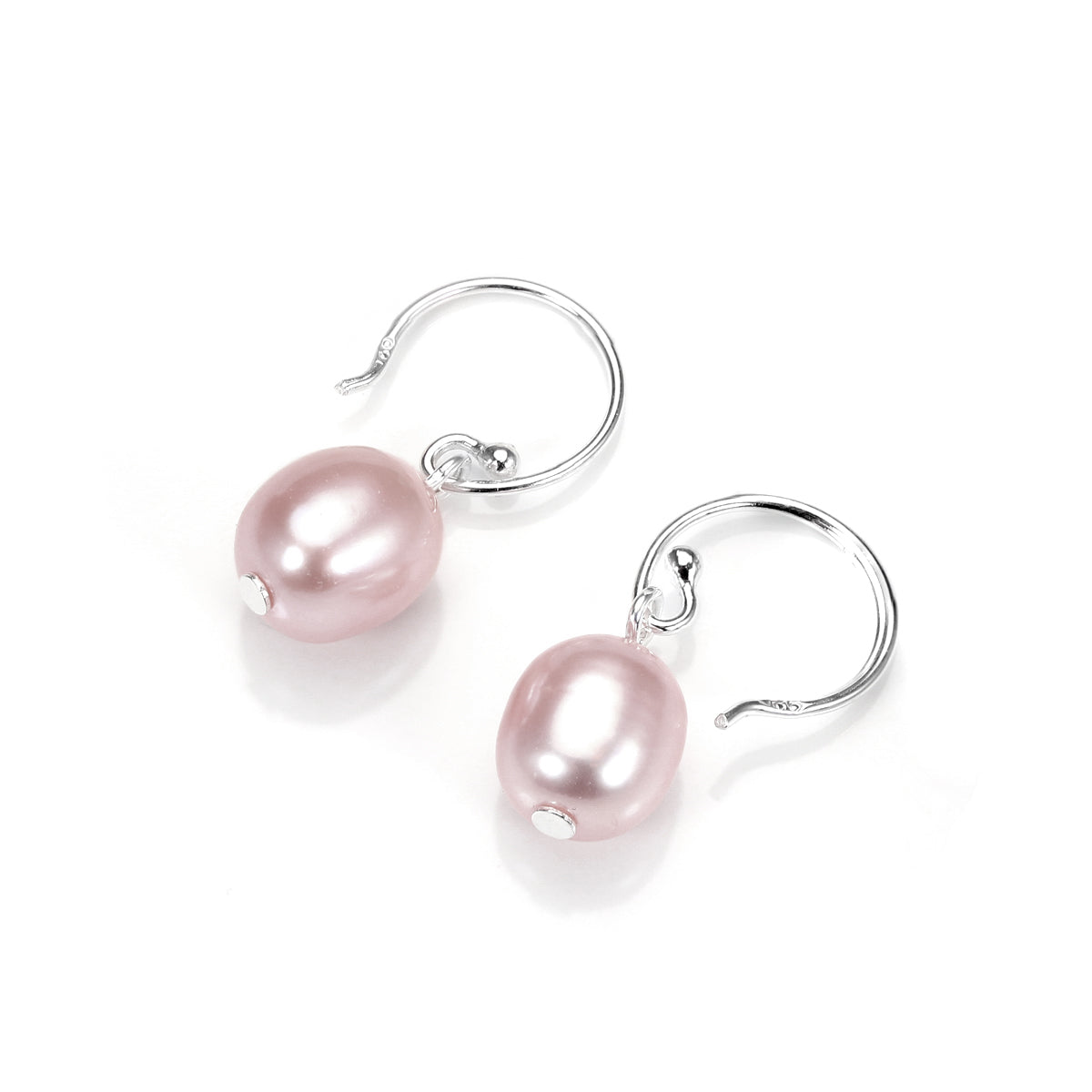 Boucles d'oreilles pendantes en argent sterling avec perles d'eau douce de 8 mm