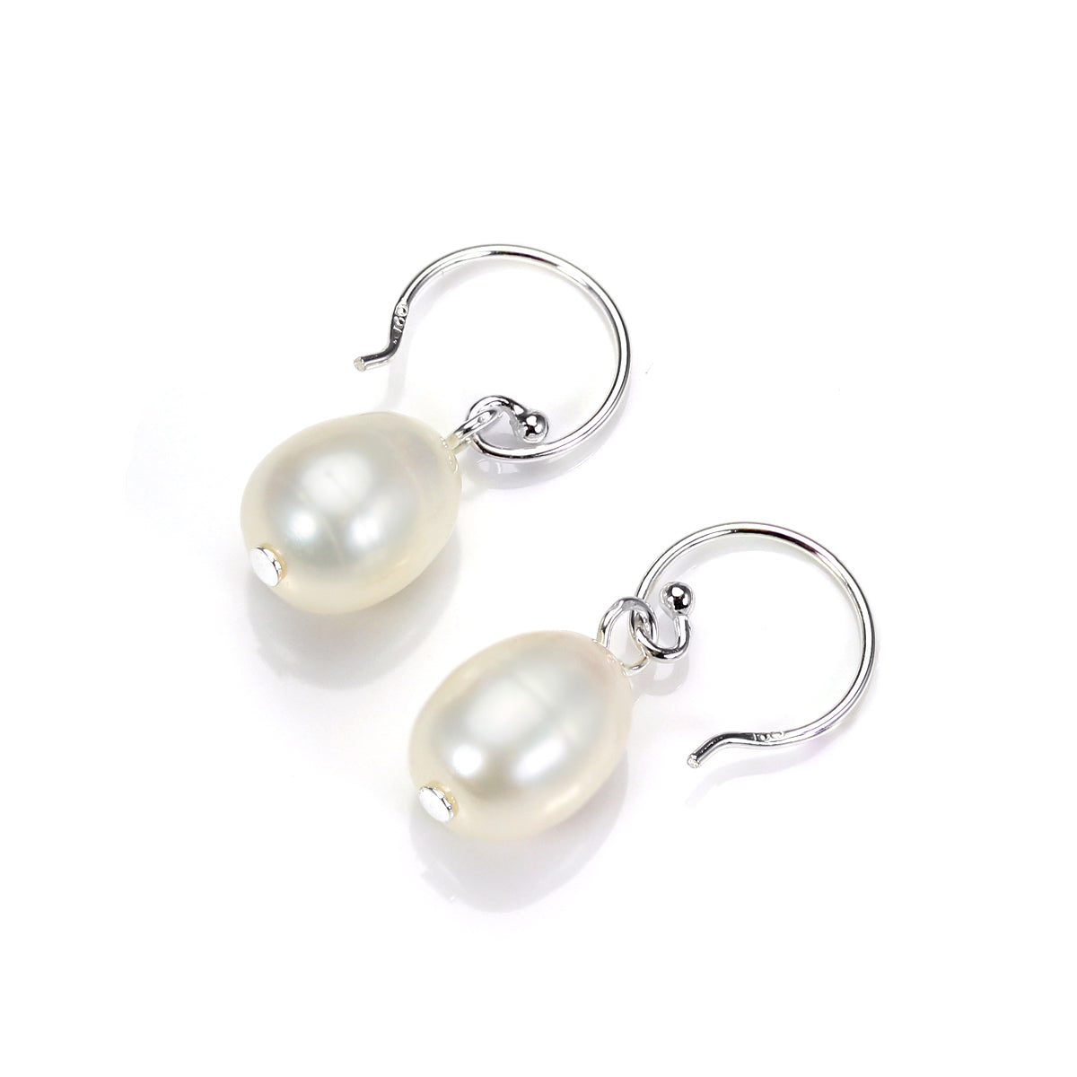 Boucles d'oreilles pendantes en argent sterling avec perles d'eau douce de 8 mm