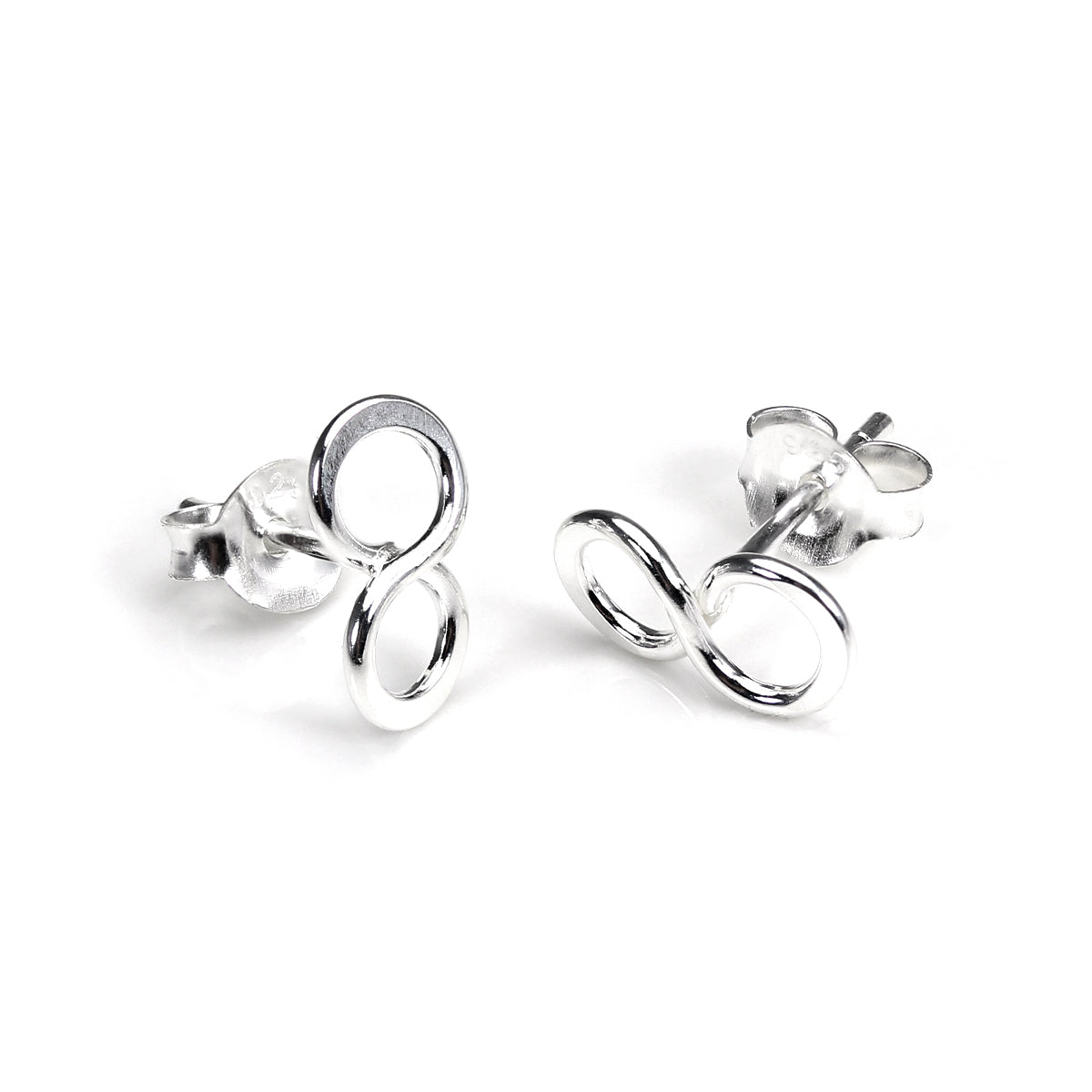 Boucles d'oreilles à tige en argent sterling avec boucle infinie