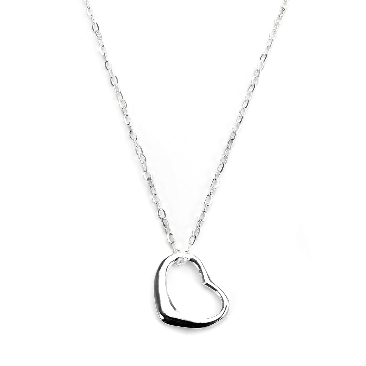 Collier pendentif cœur ouvert en argent sterling