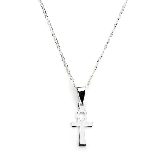 Collier avec pendentif en forme de petite croix Ankh en argent sterling