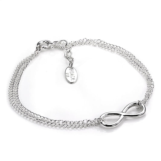 Bracelet réglable en argent sterling avec chaîne rolo et grand pendentif infini