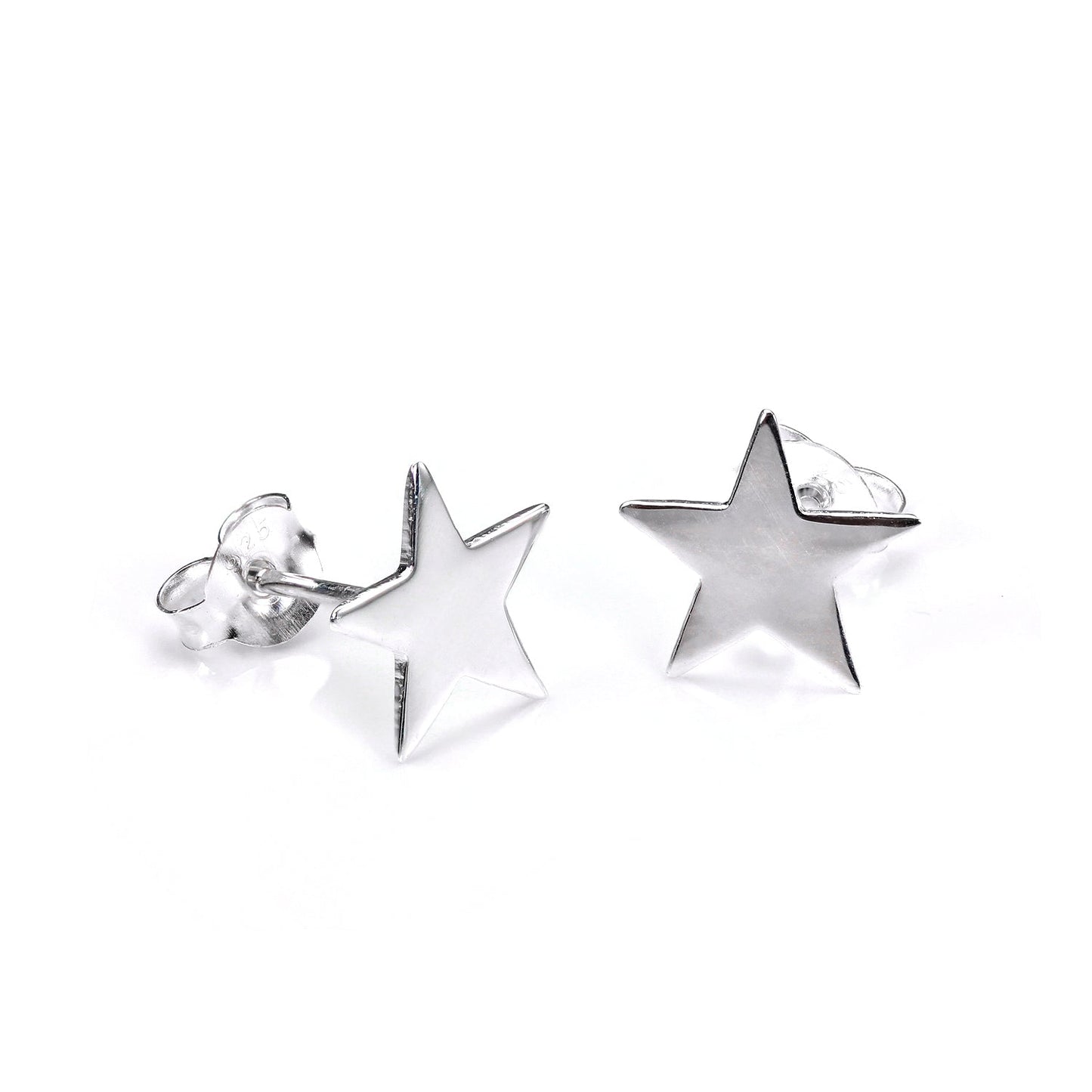 Boucles d'oreilles à tige en argent sterling poli en forme d'étoile