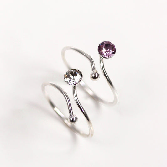 Bague d'orteil réglable en argent sterling avec cristal CZ de 4 mm