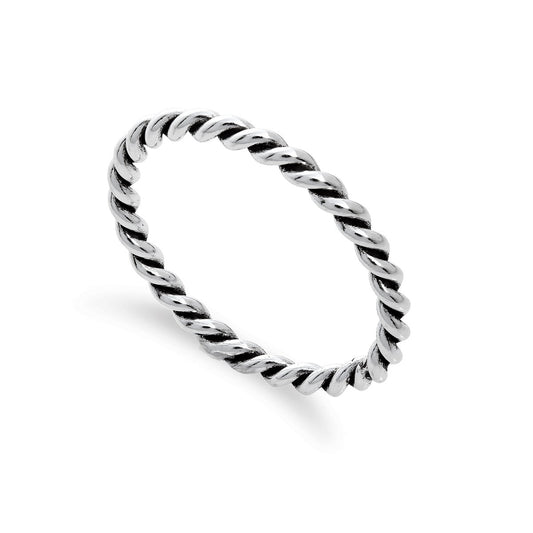 Bague torsadée empilable en argent sterling de 2 mm, tailles I à U