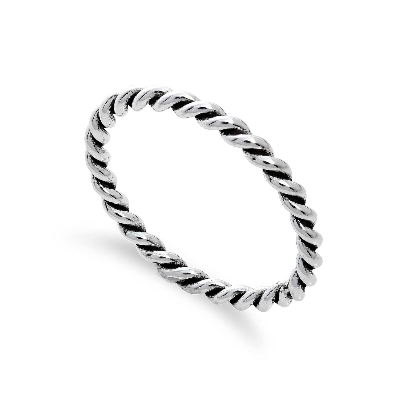Bague torsadée empilable en argent sterling de 2 mm, tailles I à U