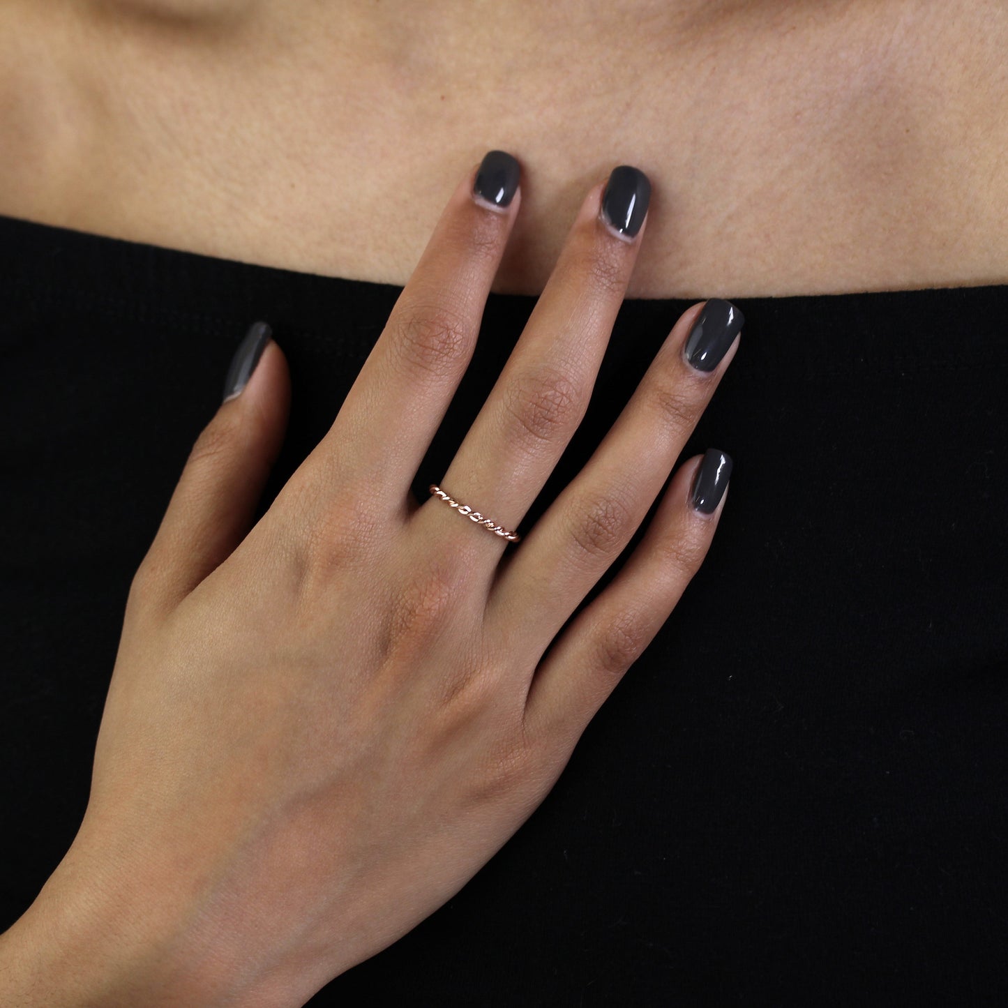 Bague empilable en argent sterling plaqué or rose avec corde torsadée, tailles H à X