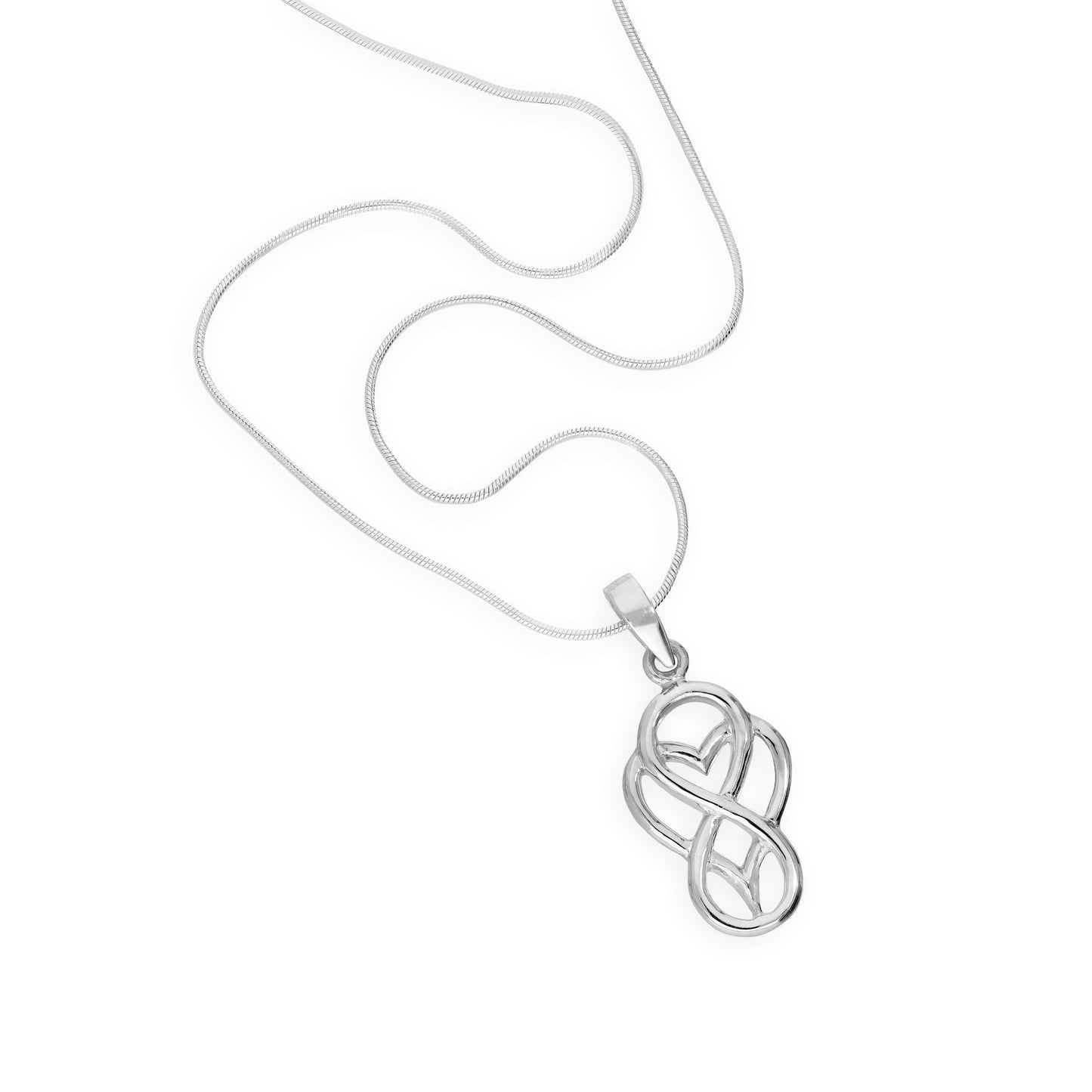 Collier avec pendentif symbole du cœur infini en argent sterling, 35 à 55 cm