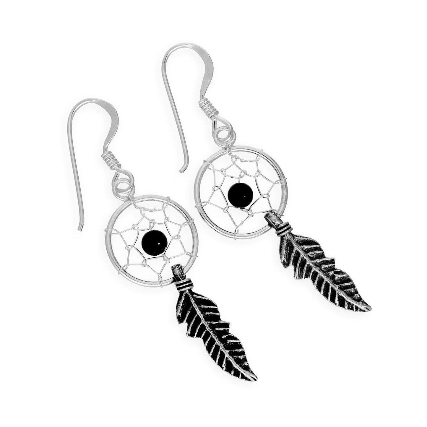 Boucles d'oreilles pendantes en argent sterling avec attrape-rêves, agate, turquoise, grenat, lapis-lazuli