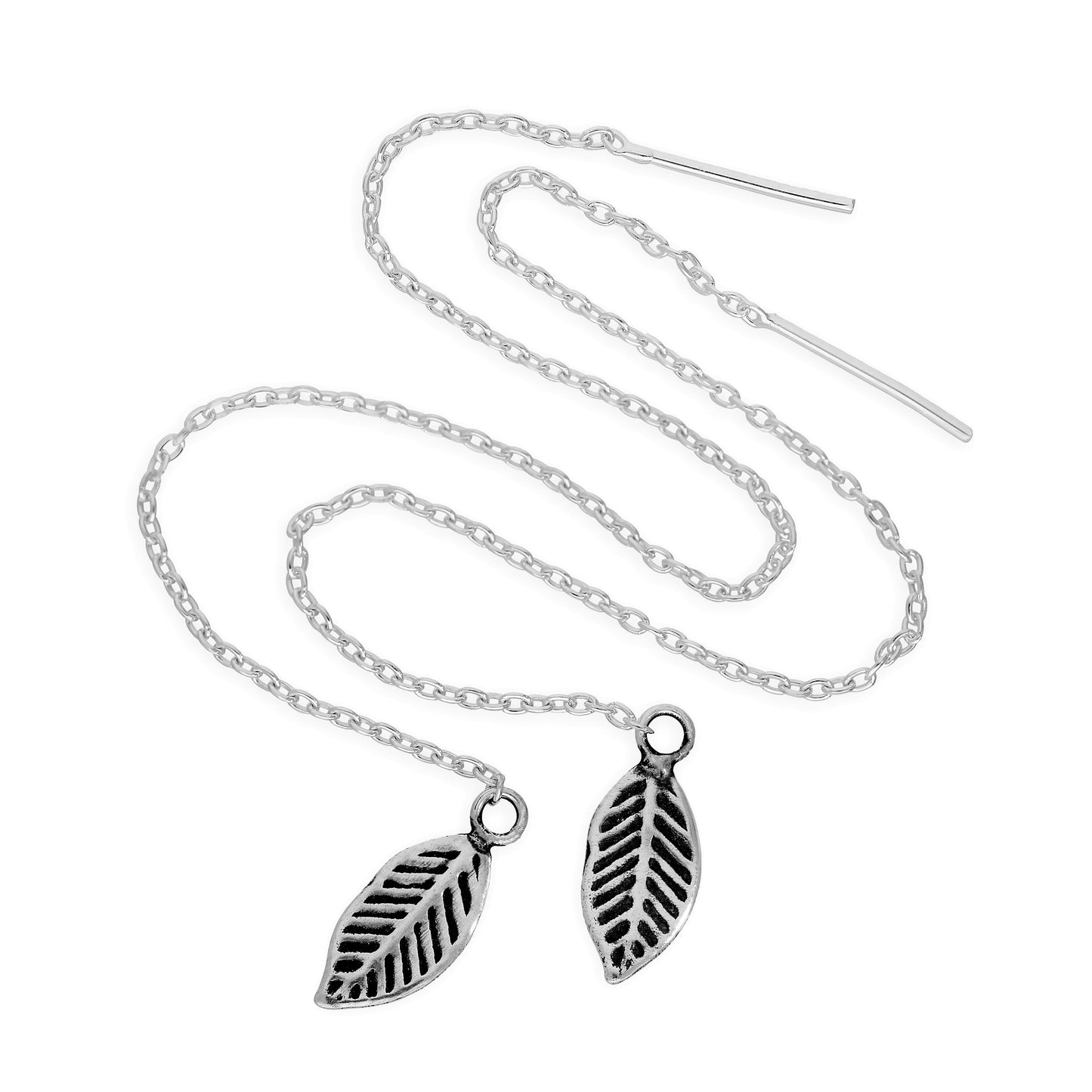 Boucles d'oreilles à tirer en forme de feuille en argent sterling