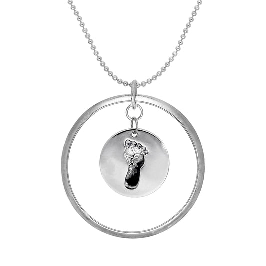 Pendentif Karma Moments en argent sterling avec breloque empreinte de bébé sur chaîne à perles