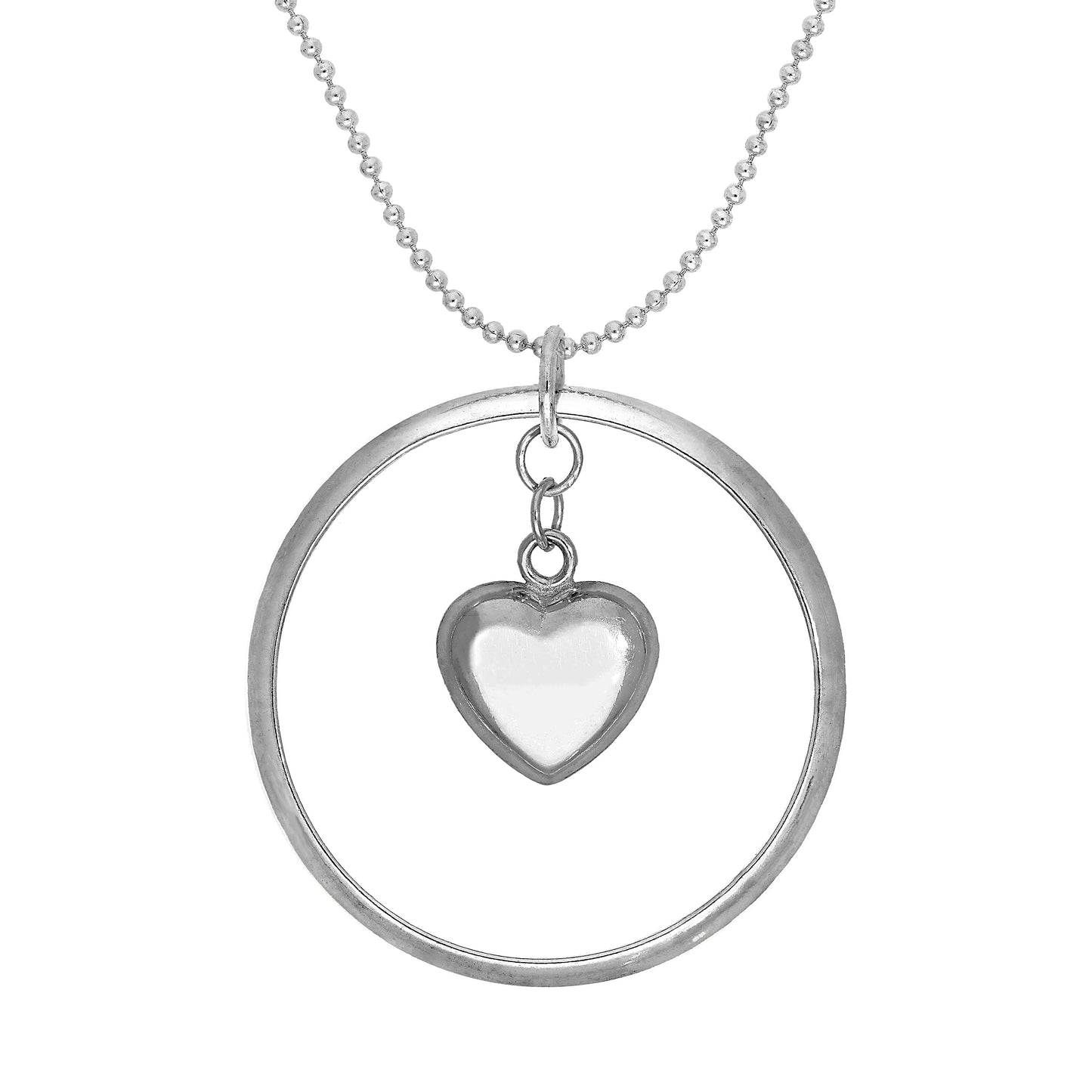 Collier avec pendentif cœur gonflé Karma Moments en argent sterling et chaîne à perles