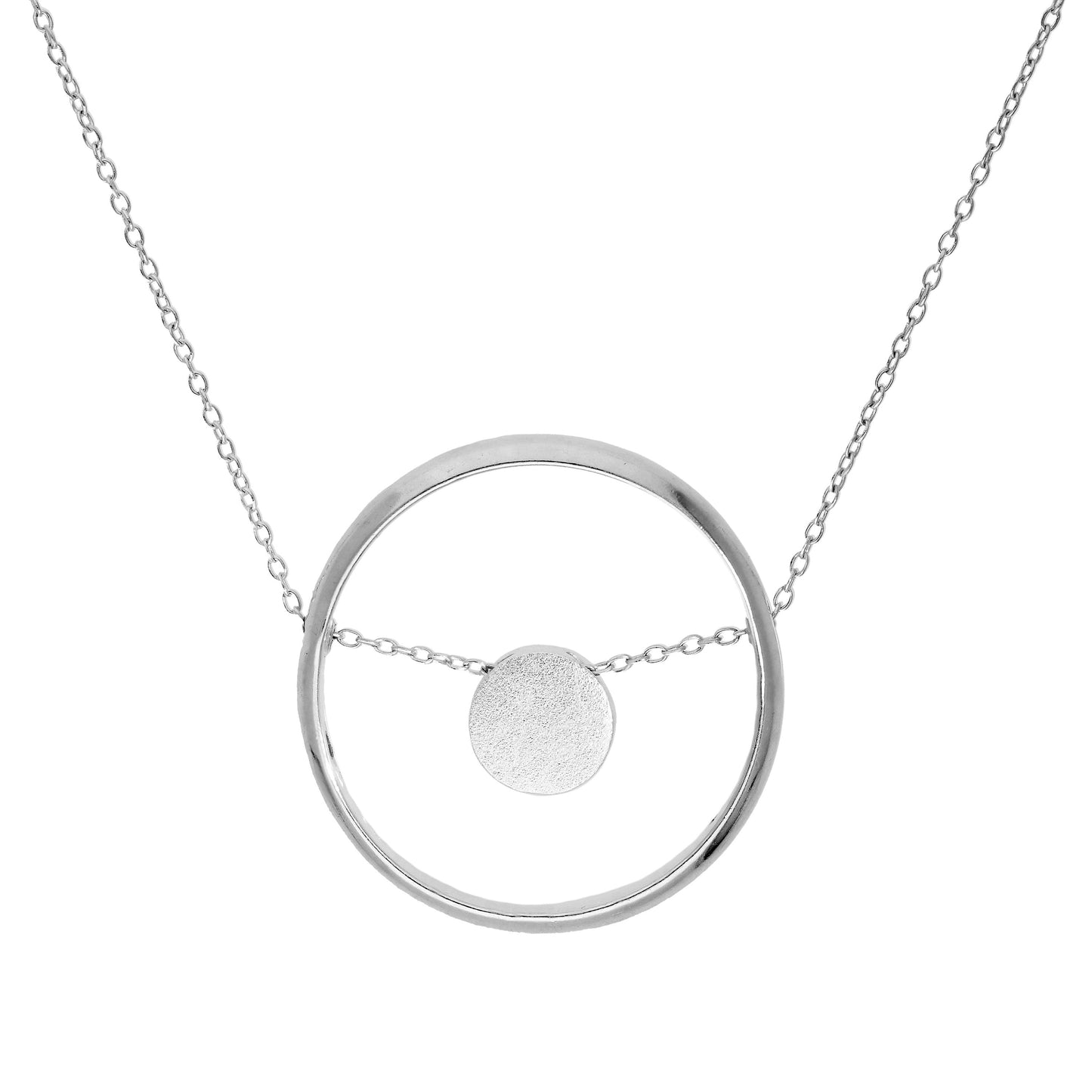 Pendentif en argent sterling avec perle et anneau Karma Moments sur chaîne Belcher 16-22 pouces