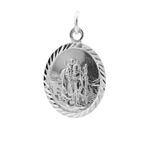 Pendentif ovale Saint Christophe en argent sterling
