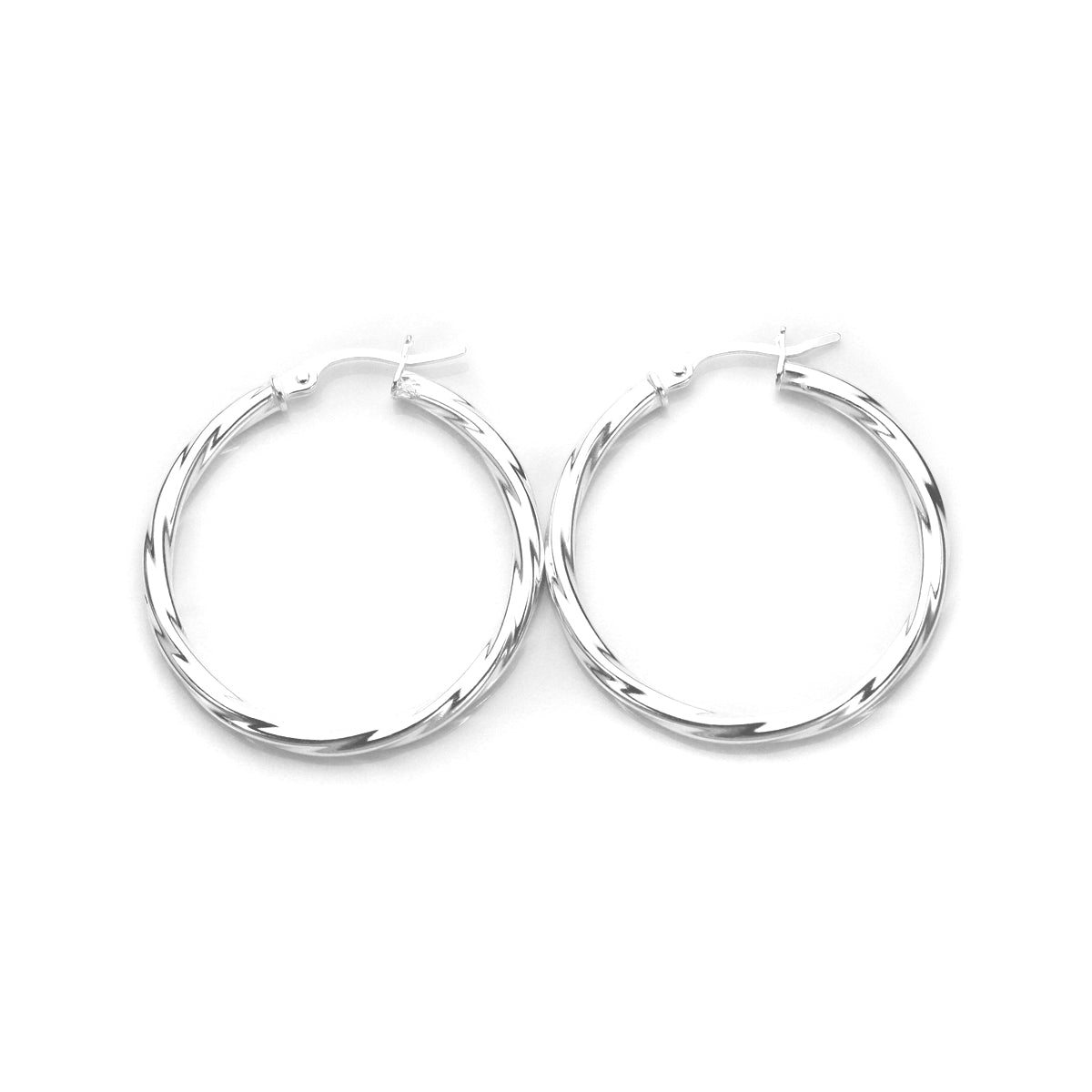 Boucles d'oreilles créoles en argent sterling torsadées de 2,5 mm