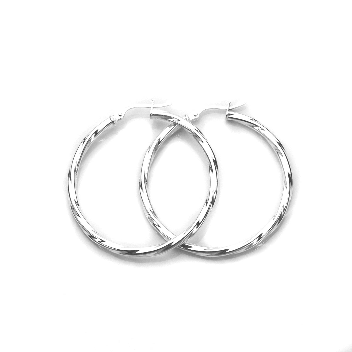 Boucles d'oreilles créoles en argent sterling torsadées de 2,5 mm