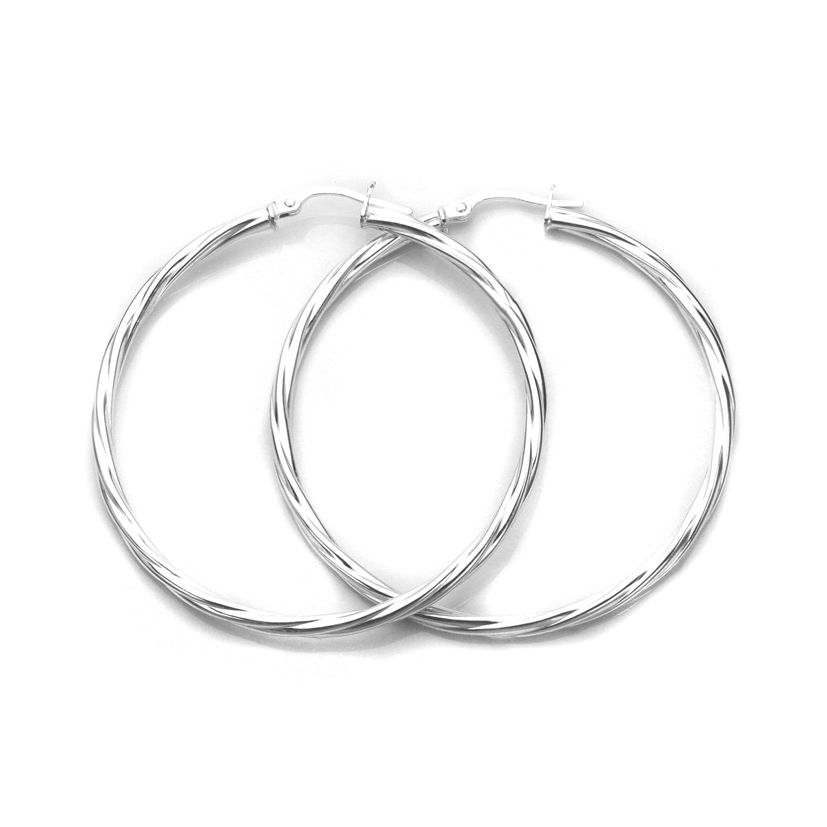 Boucles d'oreilles créoles en argent sterling torsadées de 2,5 mm