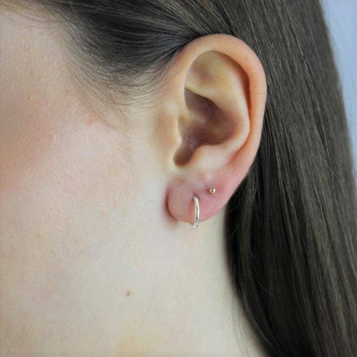 Boucles d'oreilles créoles dormeuses en argent sterling de 10 mm - Trois couleurs
