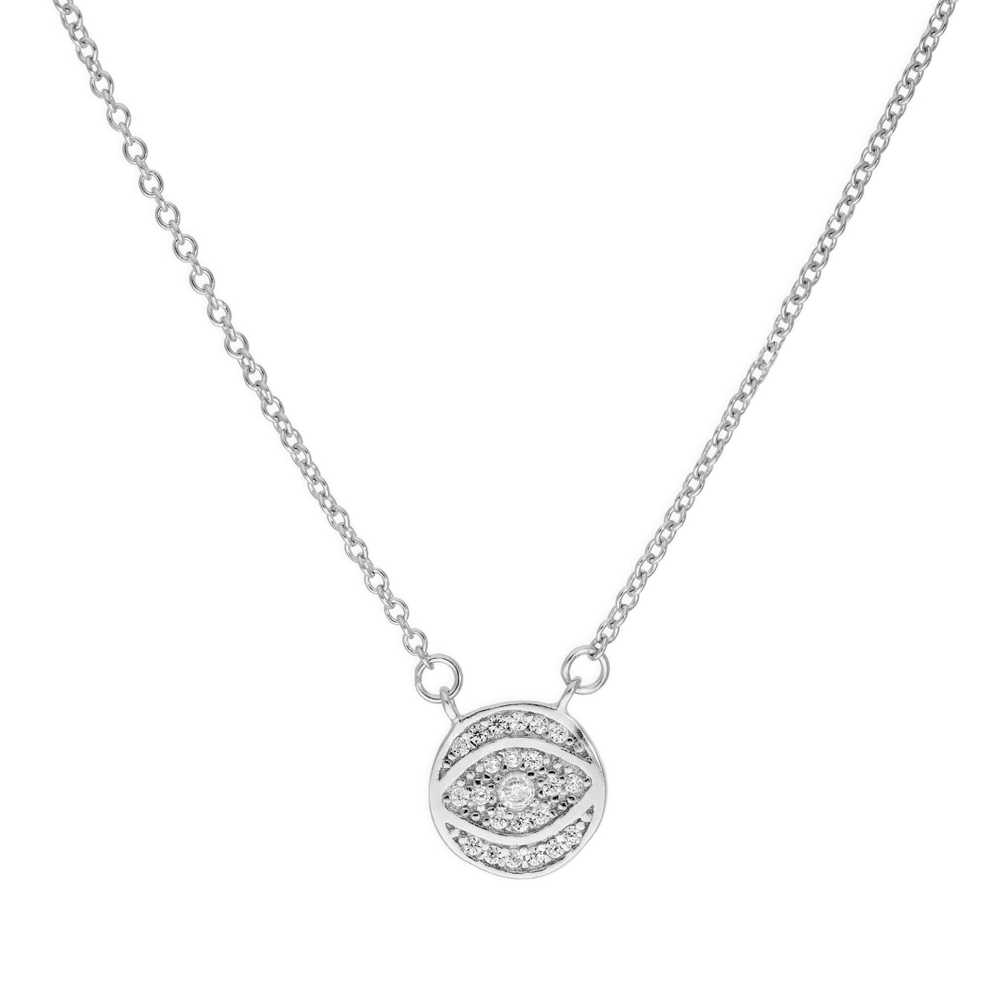 Collier mauvais œil en argent sterling et cristal CZ transparent