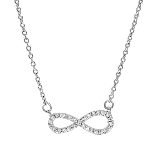 Collier symbole de l'infini en argent sterling et cristal CZ transparent