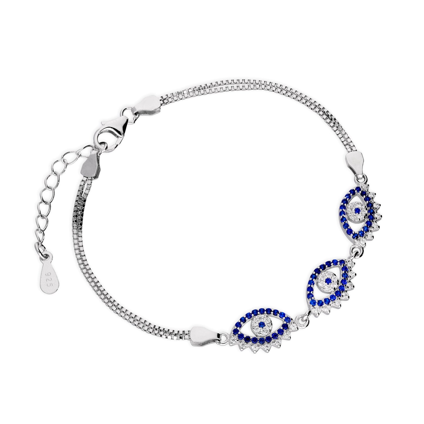 Bracelet triple œil maléfique en argent sterling et cristal CZ