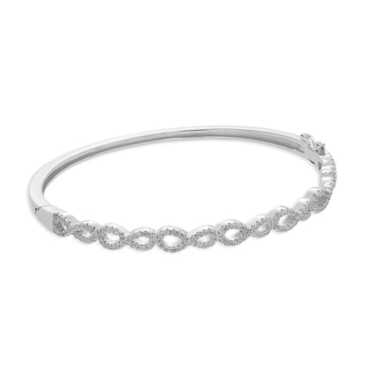 Bracelet jonc ovale à charnière en argent sterling et cristal CZ transparent, symbole de l'infini