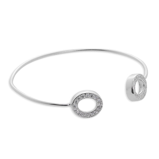 Bracelet jonc en argent sterling et cristaux CZ ovales transparents