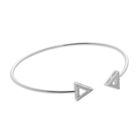 Bracelet jonc en argent sterling et cristaux CZ transparents, triangles de couple