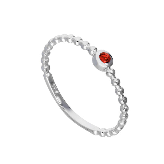 Bague en argent sterling et cristal grenat CZ, pierre de naissance de janvier, perles I - U