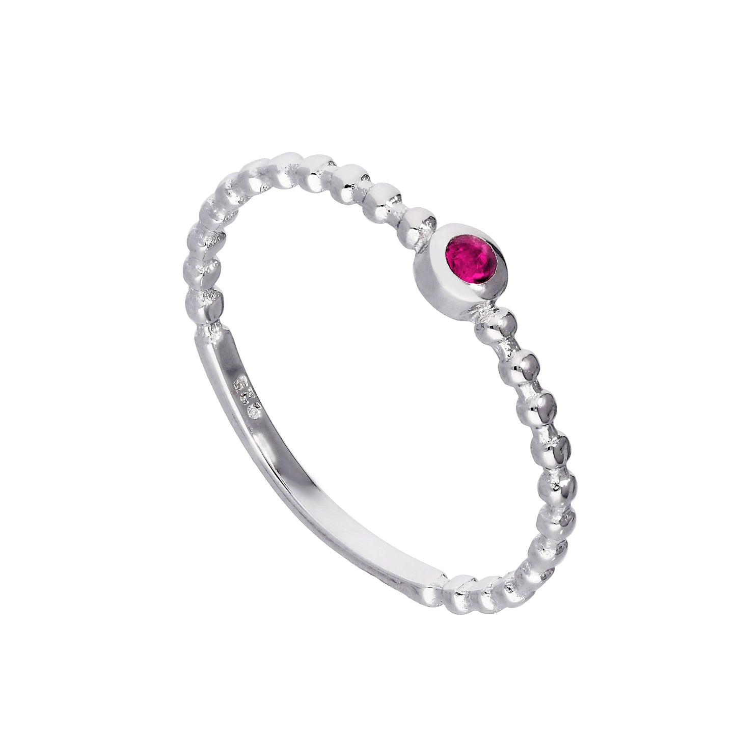 Bague en argent sterling et cristal CZ rubis avec pierre de naissance de juillet, tailles I à U