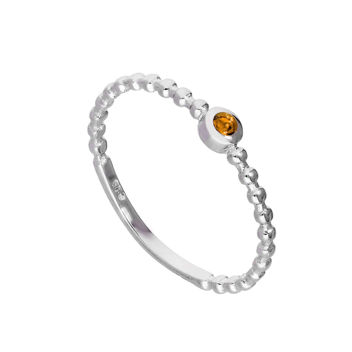 Bague en argent sterling et cristal de citrine CZ avec pierre de naissance de novembre et perles IU