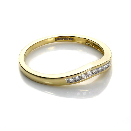 Bague en or jaune 9 carats avec diamant de 0,1 carat