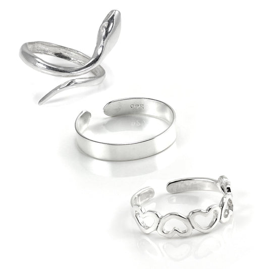 Ensemble de bagues d'orteil d'été en argent sterling