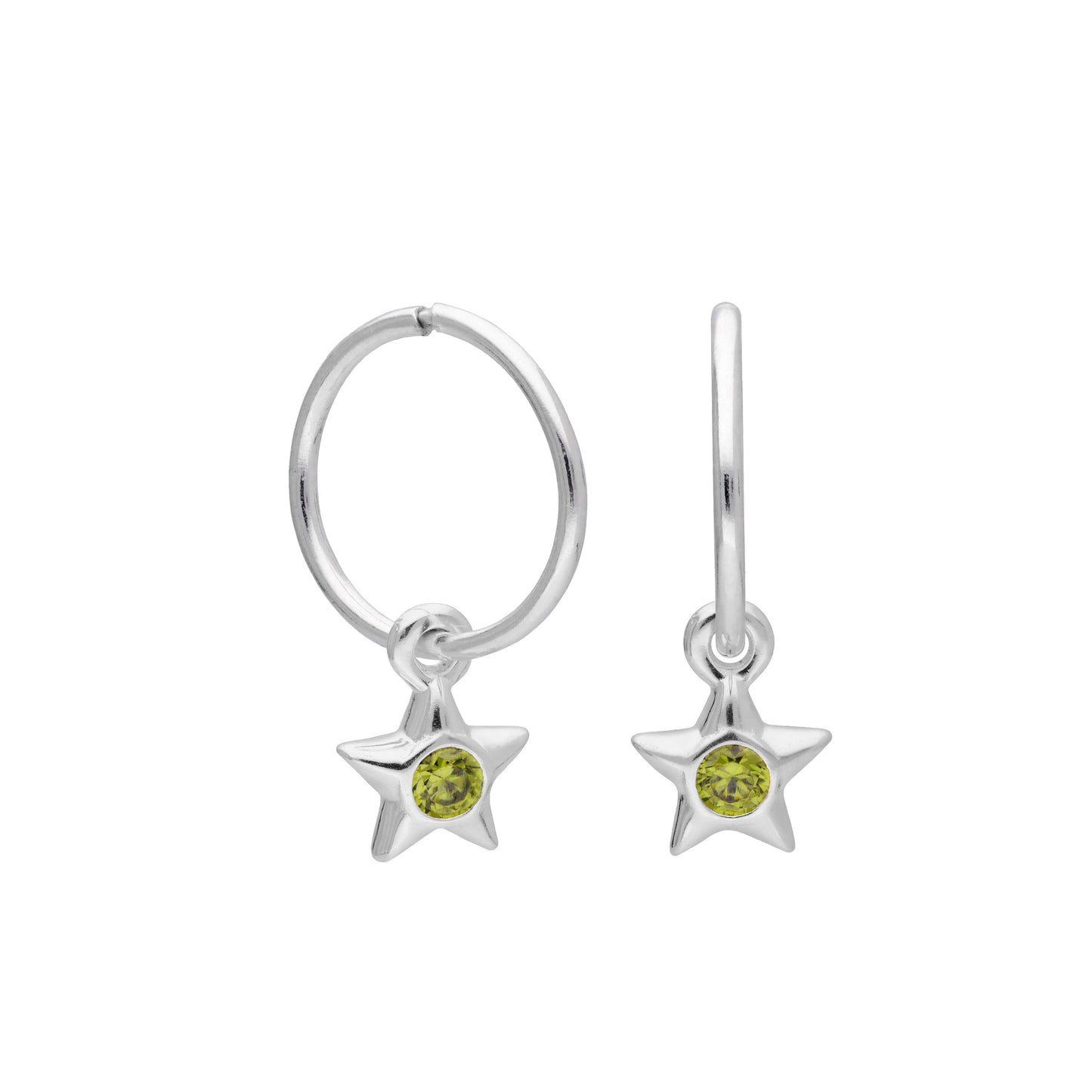 Boucles d'oreilles créoles dormeuses en argent sterling avec pierre de naissance en cristal CZ, 10 à 22 mm