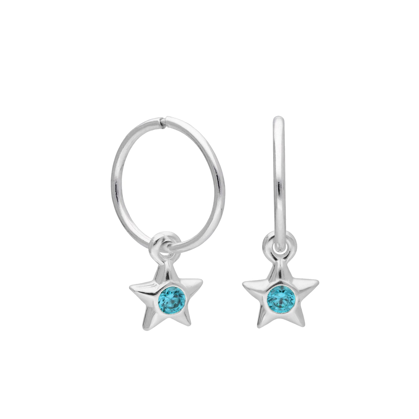 Boucles d'oreilles créoles dormeuses en argent sterling avec pierre de naissance en cristal CZ, 10 à 22 mm