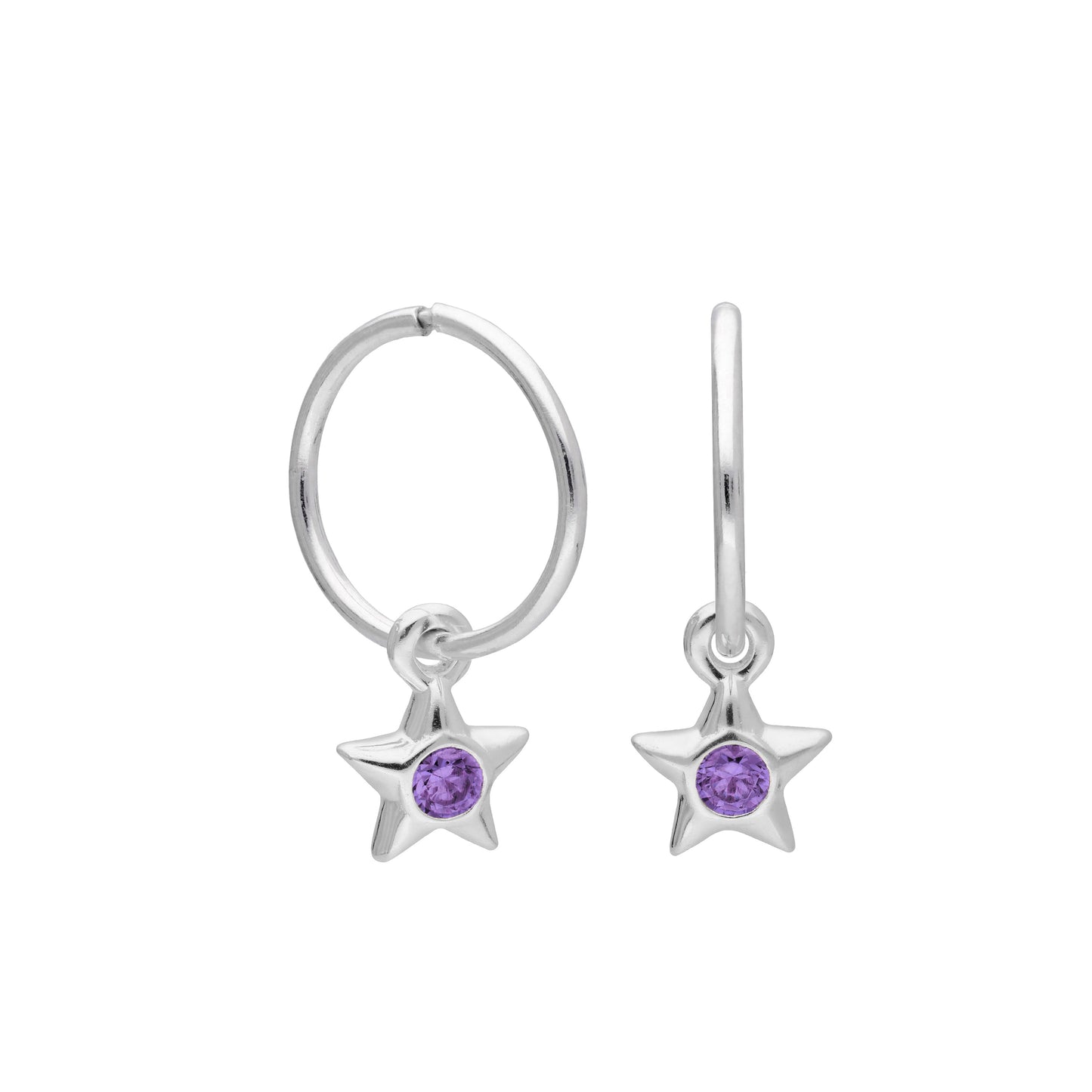 Boucles d'oreilles créoles dormeuses en argent sterling avec pierre de naissance en cristal CZ, 10 à 22 mm