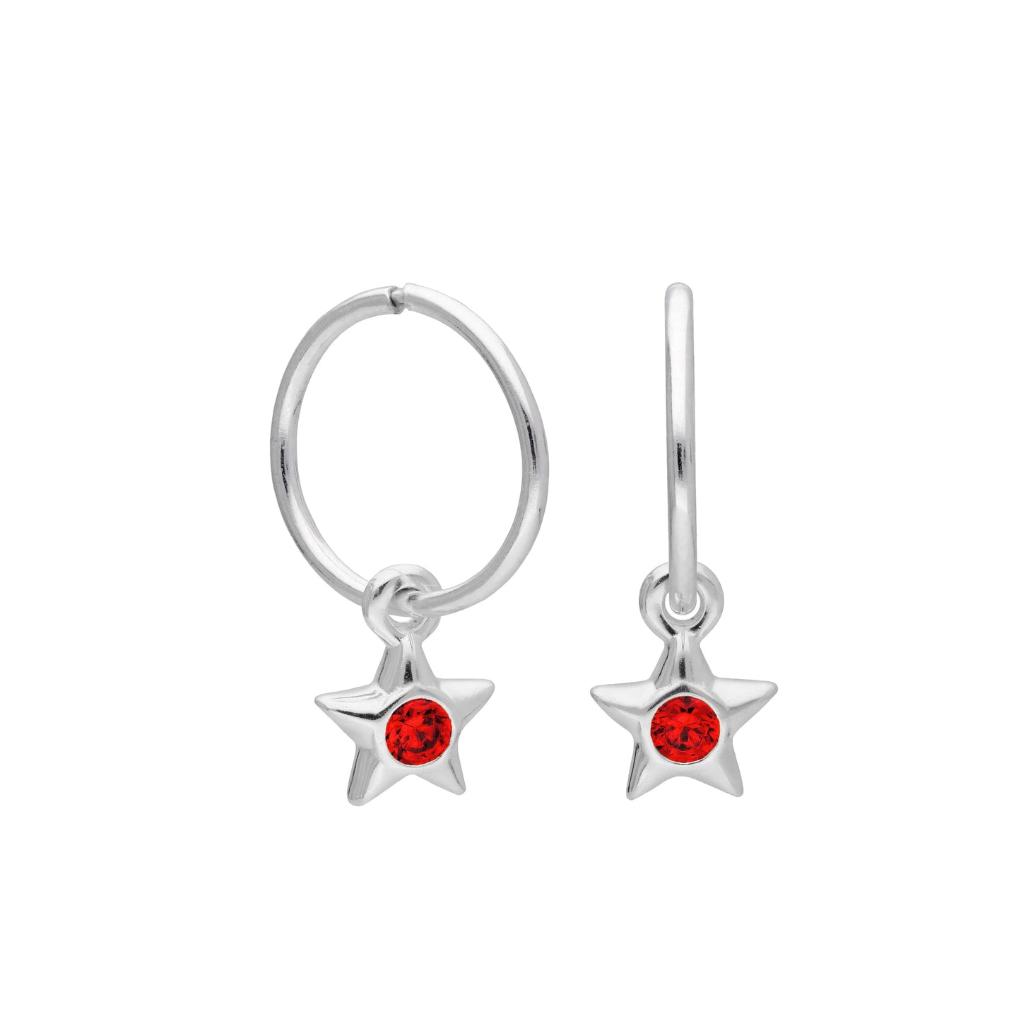 Boucles d'oreilles créoles dormeuses en argent sterling avec pierre de naissance en cristal CZ, 10 à 22 mm
