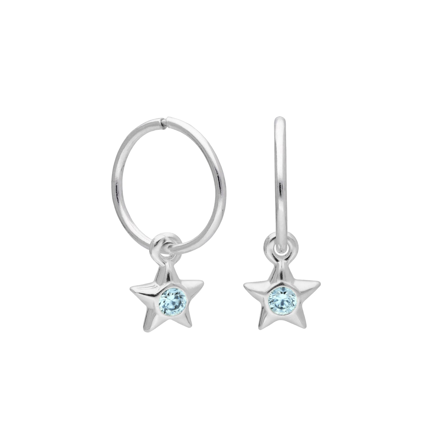 Boucles d'oreilles créoles dormeuses en argent sterling avec pierre de naissance en cristal CZ, 10 à 22 mm