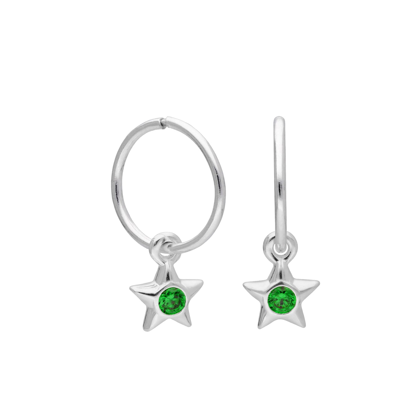 Boucles d'oreilles créoles dormeuses en argent sterling avec pierre de naissance en cristal CZ, 10 à 22 mm