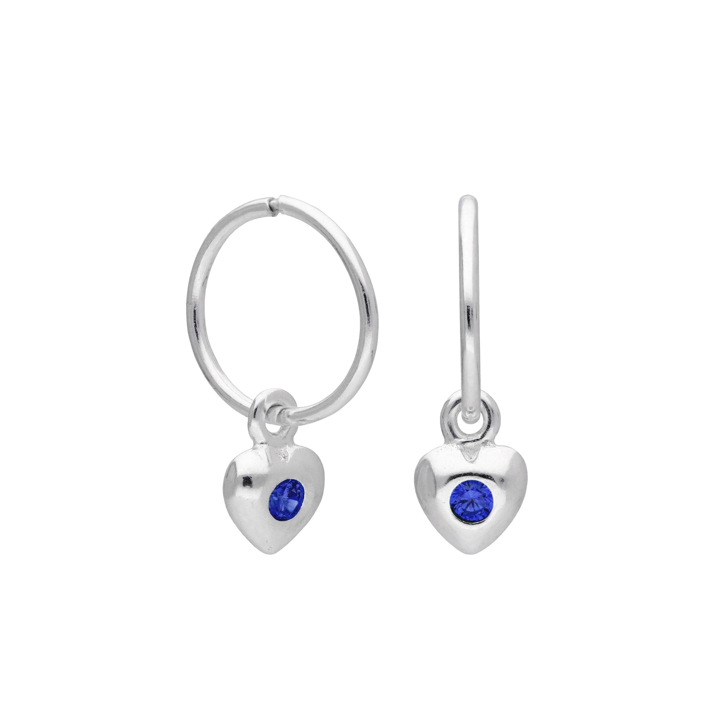Boucles d'oreilles créoles en argent sterling avec pierre de naissance en forme de cœur, 10 à 22 mm