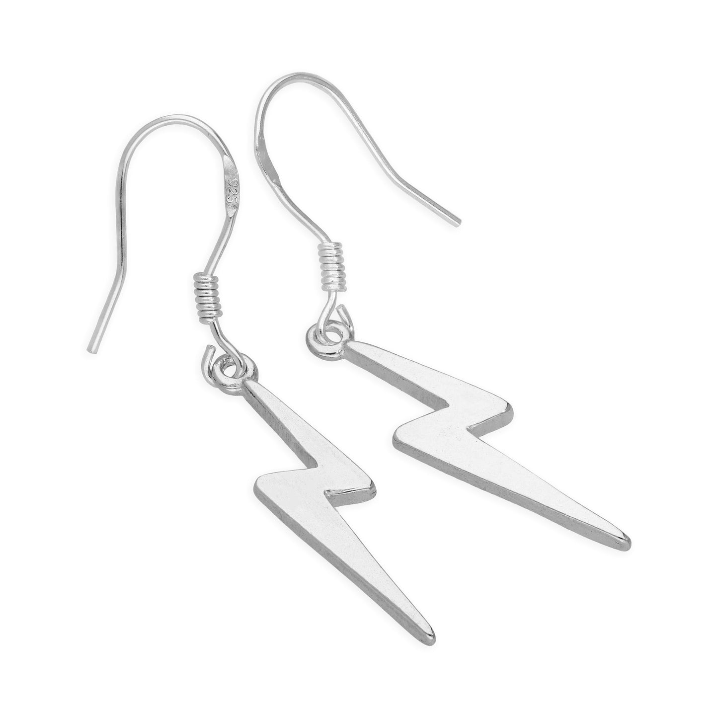 Boucles d'oreilles pendantes en argent sterling en forme d'éclair sur hameçons