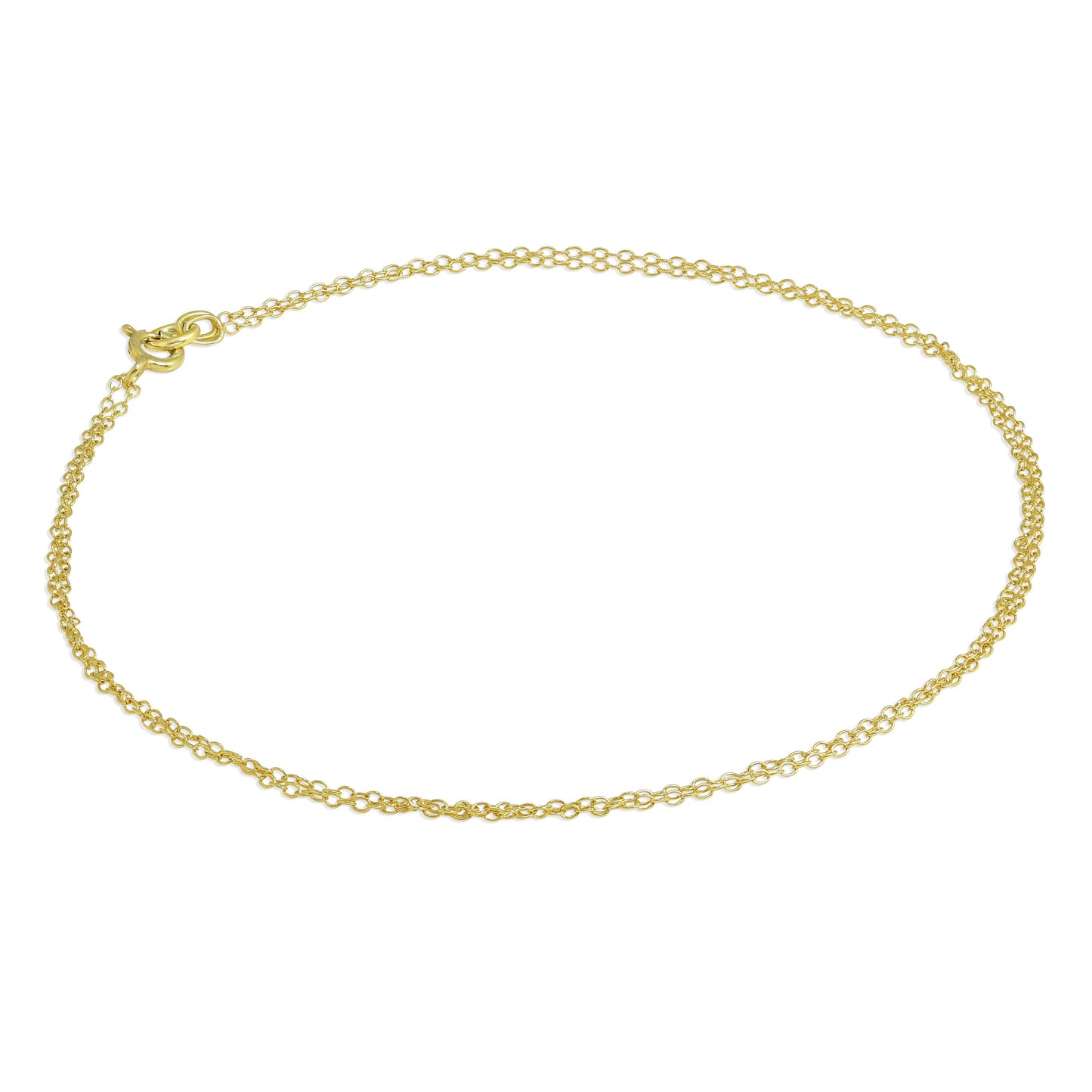 Bracelet de cheville double chaîne Belcher en argent sterling plaqué or - 25 cm