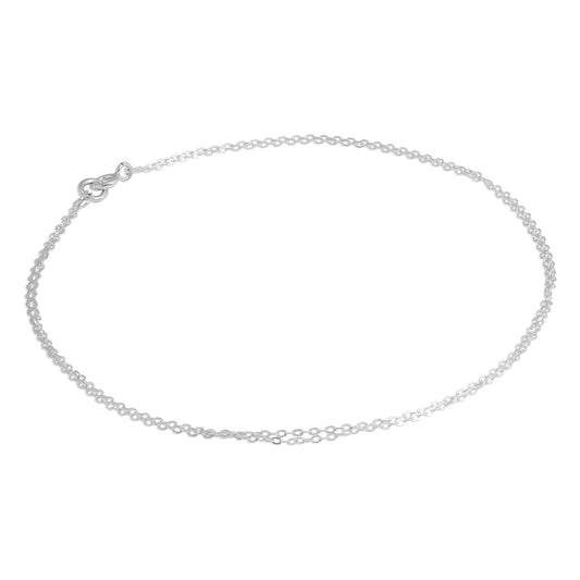 Bracelet de cheville double chaîne en argent sterling avec câble plat de 1 mm et 25 cm