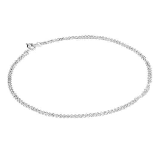 Bracelet de cheville double chaîne en argent sterling de 1 mm - 25,4 cm