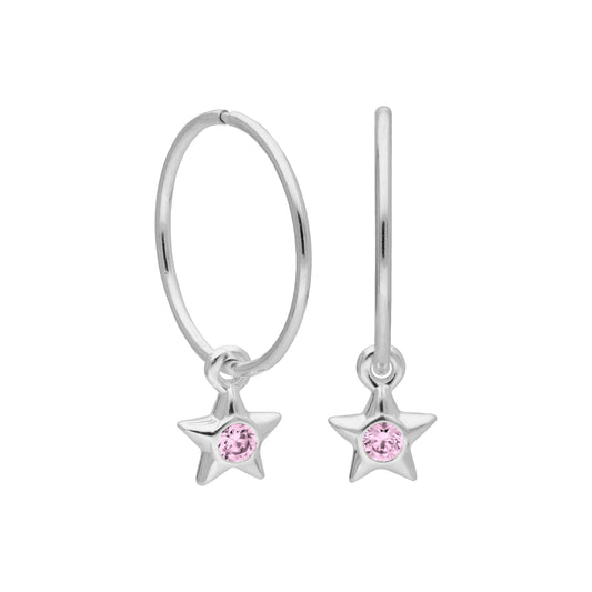 Boucles d'oreilles créoles dormeuses en argent sterling avec pierre de naissance en cristal CZ, 10 à 22 mm