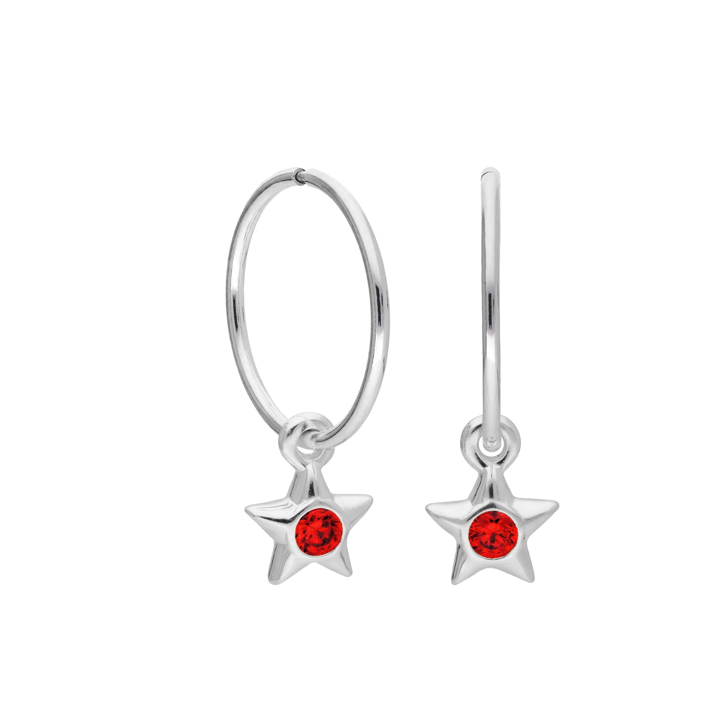 Boucles d'oreilles créoles dormeuses en argent sterling avec pierre de naissance en cristal CZ, 10 à 22 mm