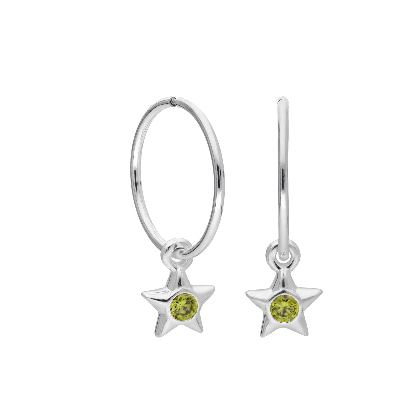 Boucles d'oreilles créoles dormeuses en argent sterling avec pierre de naissance en cristal CZ, 10 à 22 mm