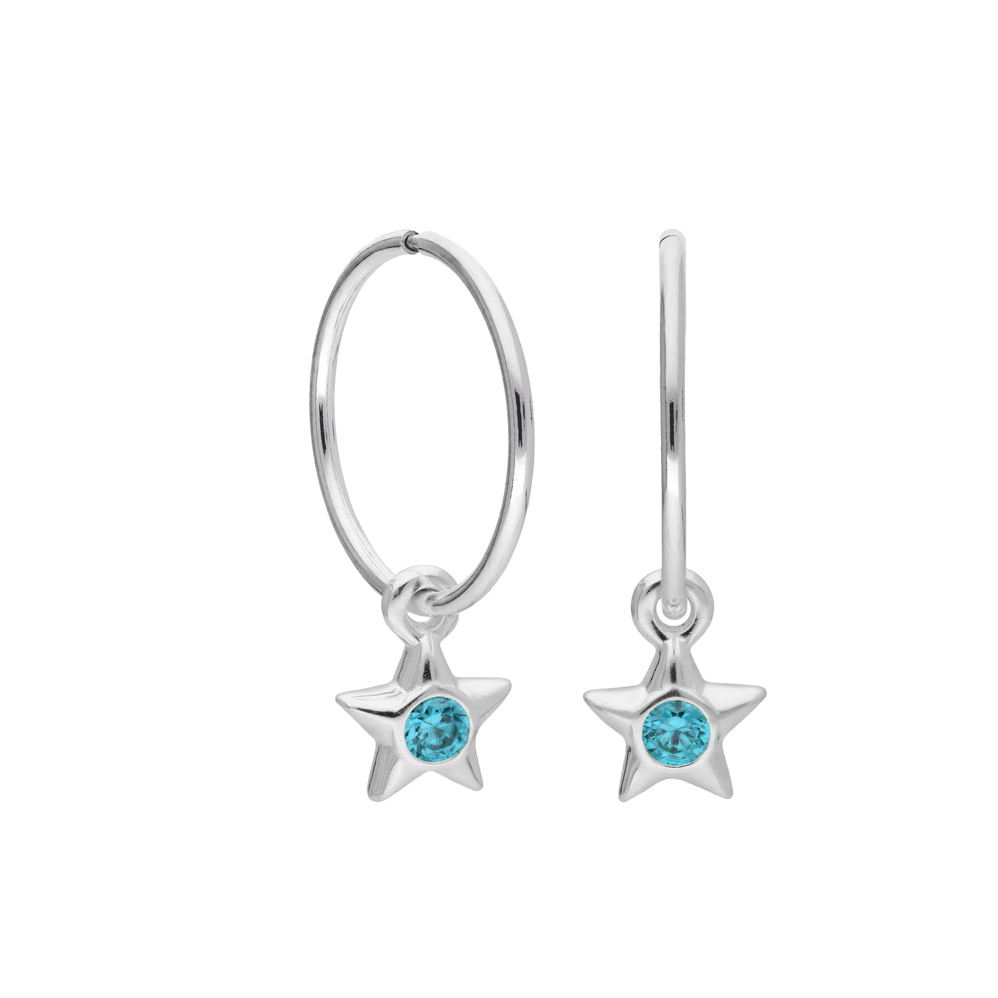 Boucles d'oreilles créoles dormeuses en argent sterling avec pierre de naissance en cristal CZ, 10 à 22 mm