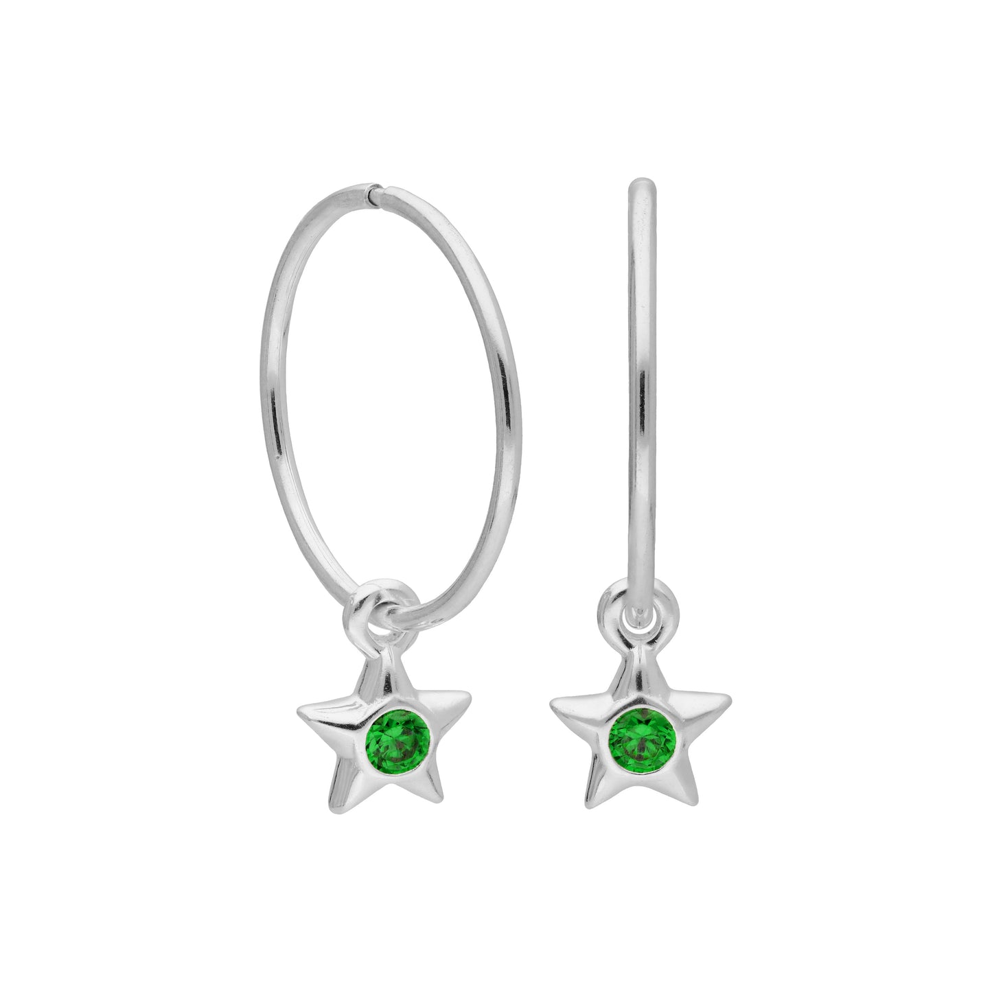 Boucles d'oreilles créoles dormeuses en argent sterling avec pierre de naissance en cristal CZ, 10 à 22 mm